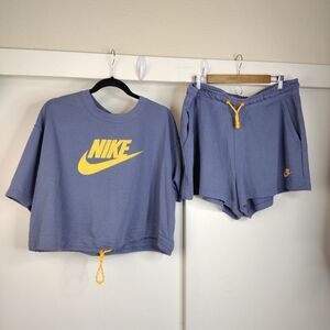 Nike Sportswear Icon Clash Slate Blue Logo Set Top Sz 2X Short Size 1X